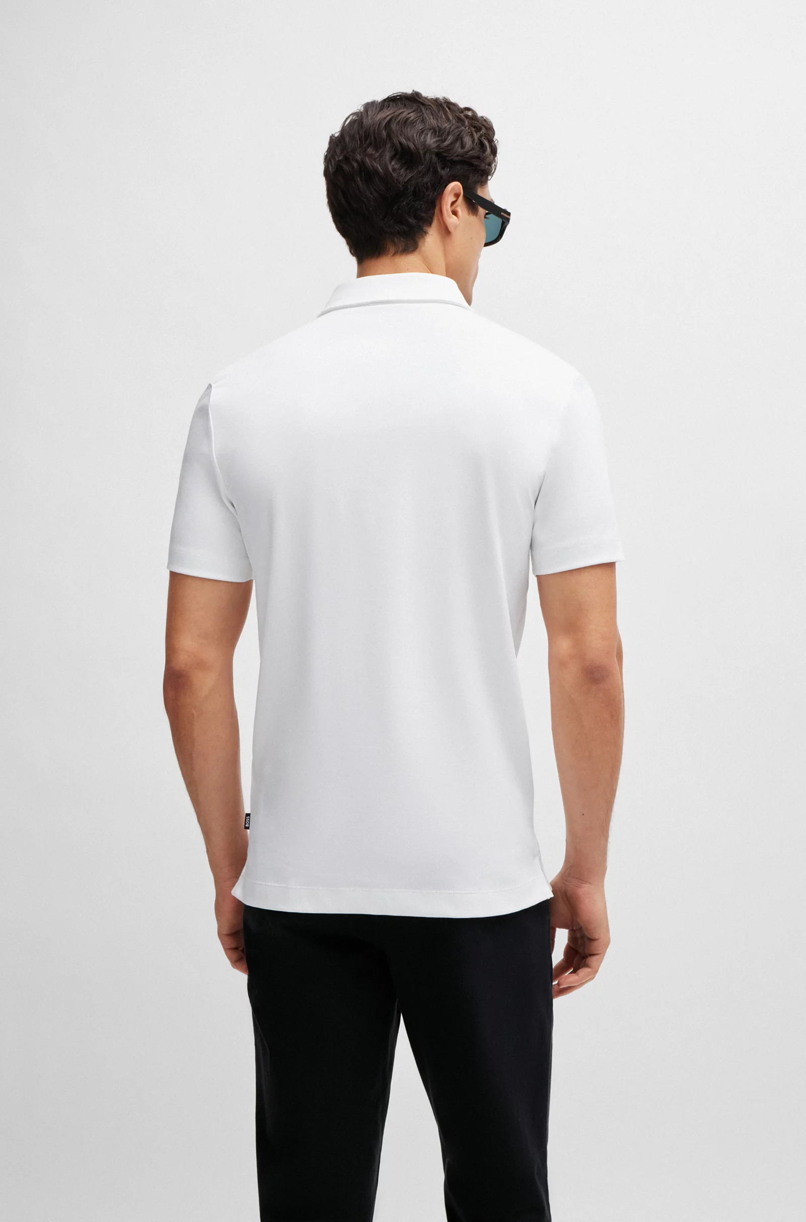 Hugo Boss Interlock-Cotton Slim-Fit Polo Shirt With Rubberised Logo - Image 3