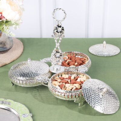 Three Covered Bowl With Holder